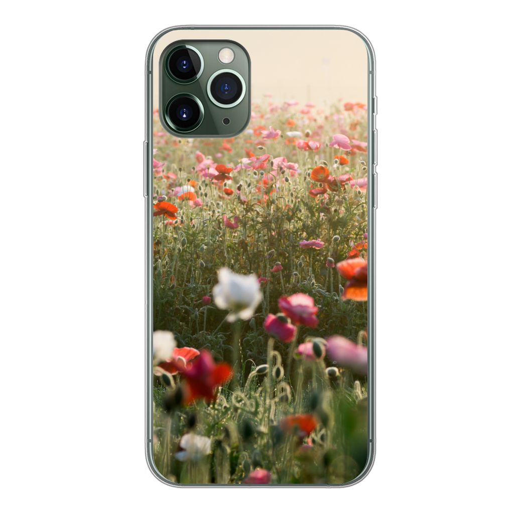 MuchoWow Handyhülle Schutzhülle Hülle für iPhone 11 Pro Mohn - Farben - Pastell Silikon Softcase Handy Hülle - Handy
