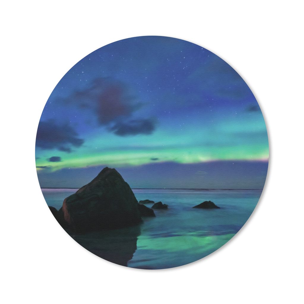 MuchoWow Mauspad Mousepad Himmel - Landschaft - Polarlicht 30x30 cm - Mousepads - Maus Mat - Pad - Mausunterlage - Tischunterlage - Schreibtischm...