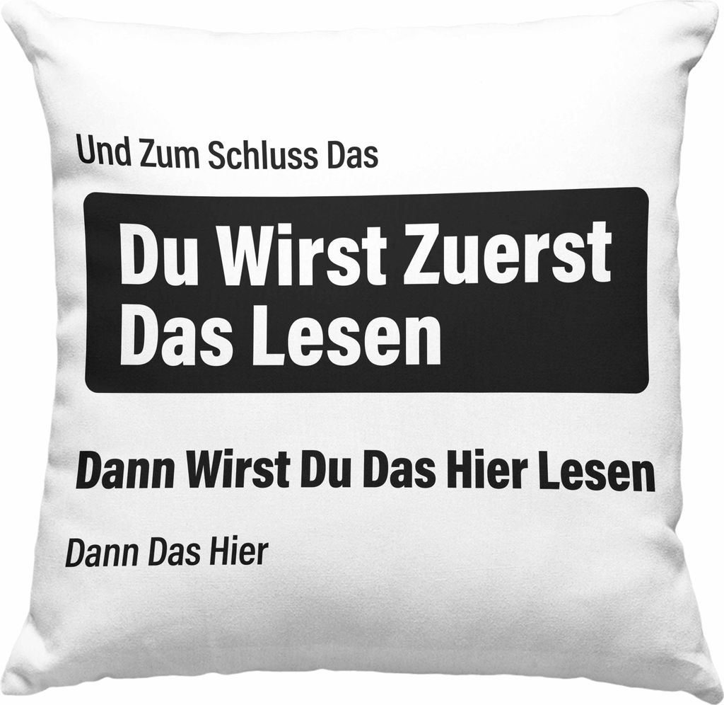 Trendation - Lustiger Spruch Deko-Kissen mit Füllung 40x40 Du Wirst Erst Das Lesen BüroDeko-Kissen mit Füllung 40x40 Arbeit Gadget Sprüche Koll...