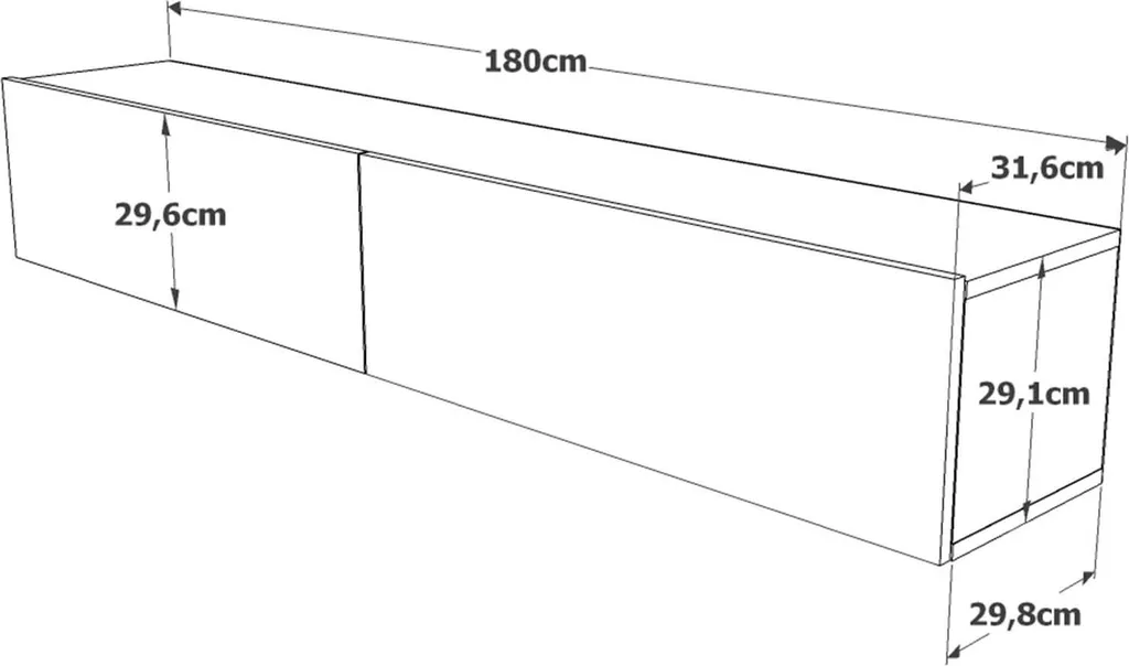 Mobile TV Sospeso Rebecca Mobili Tikur 180cm - Rovere Chiaro Moderno - 5