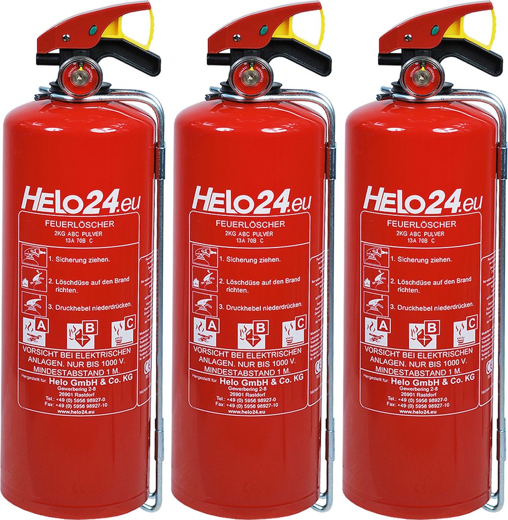 Feuerlöscher Pulverlöscher Pulver Halterung Manometer 3x 2kg ABC 4LE D2