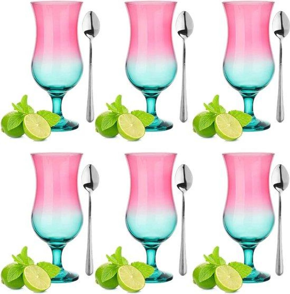 Alkoholcocktailgläser - 420 ml - 6er - Inklusive Löffel - Partygläser