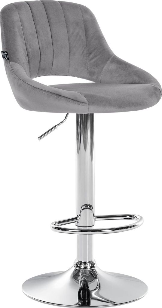 Barhocker SEGAD - Samt Dunkelgrau 47x48x85 cm Silber | Barstuhl Mit Lehne Tresenhocker Tresenstuhl Kneipenhocker Kneipenstuhl