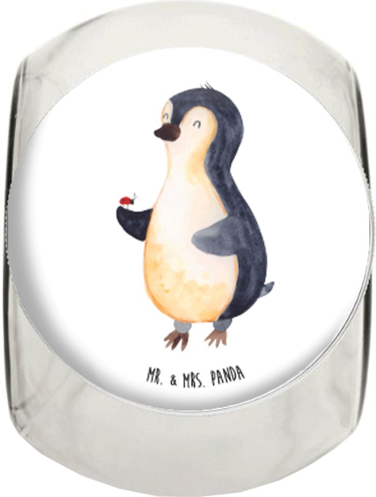 Mr. & Mrs. Panda Kaffeedose Pinguin Marienkäfer XL 2000ml - Weiß - Geschenk, Kleine Wunder, Vorratsdose Glas, Lebensmittelbehälter, Glück, Lieb...