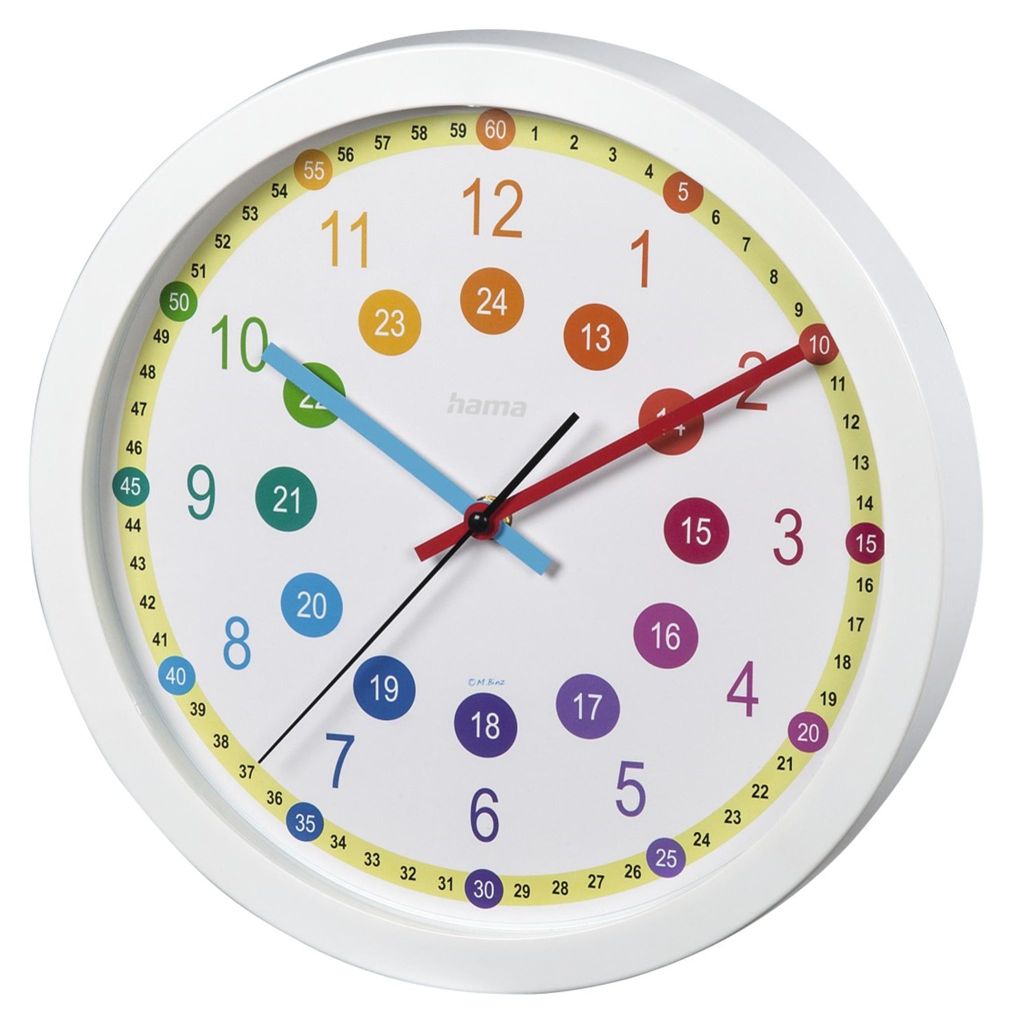 Hama Wanduhr Kinder-Wanduhr "Easy-Learning", Bunt