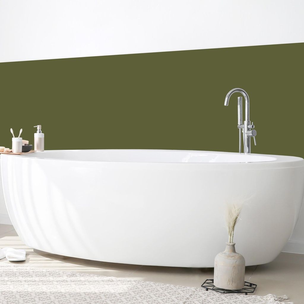 Wandverkleidung Bad mit Motiv selbstklebend - 0.61 mm Wandpaneel matt wasserfest Design grün Unifarben Badrückwand fugenlos 350x60 cm