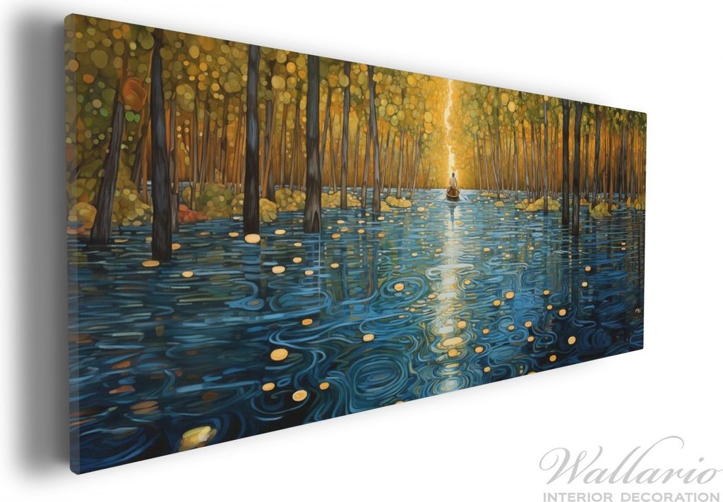 Wallario Premium Leinwandbild Reise durch das Lichtermeer in Größe 30 x 75 cm