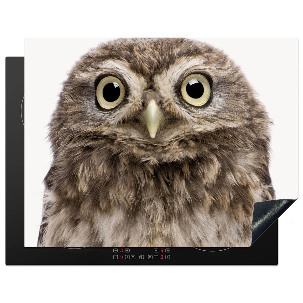 KitchenYeah Herdabdeckplatte Eule - Eule - Porträt - Braun - Vogel - Jungen - Mädchen , 77x59cm, Küche Deko, Glaskeramikkochfeld Herdabdeckung...