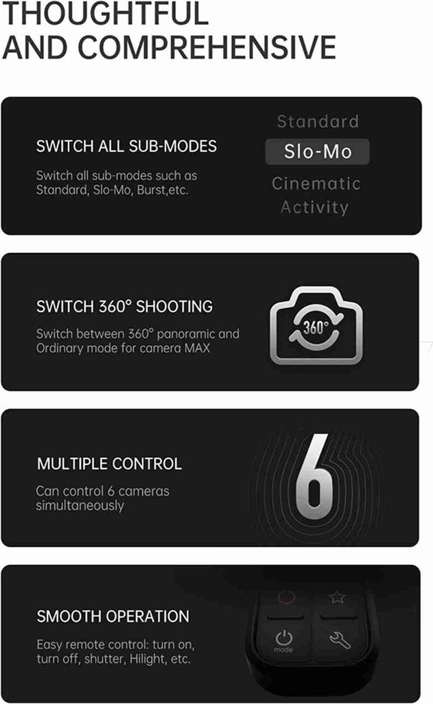 Action-Kamera-Fernbedienung, OLED-Display, 80 m Entfernung, kabelloser Controller-Ersatz