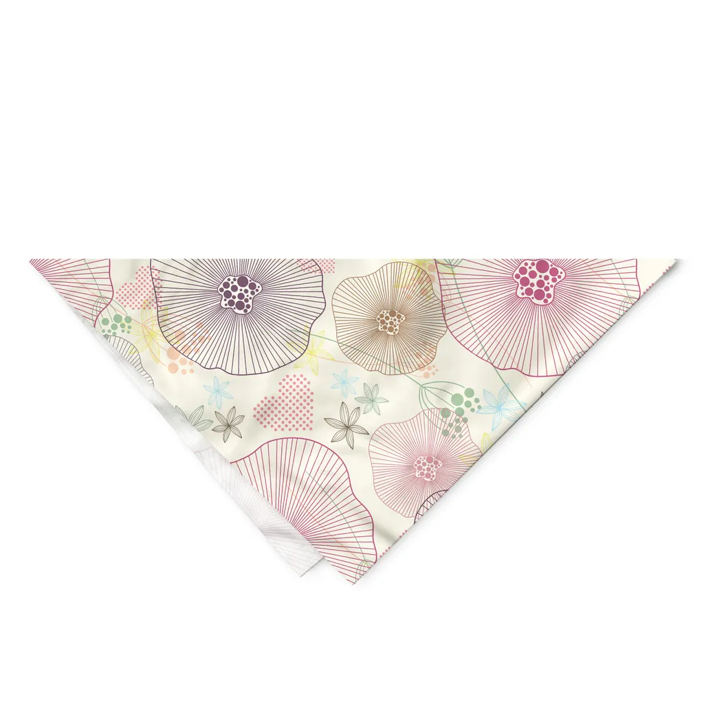 ABAKUHAUS Bandana per animali domestici con fiori, petali geometrici a pois, 40x40 cm, multicolore - 2