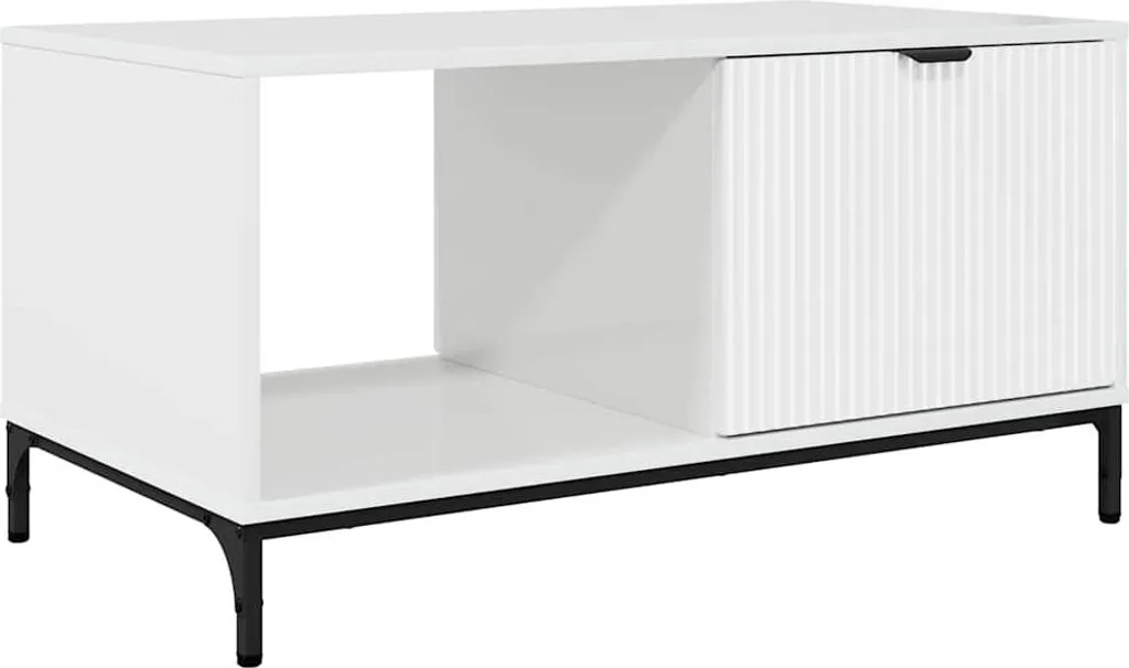 vidaXL Tavolino Bianco Lucido 90x49x46 cm | Mobile Soggiorno Moderno