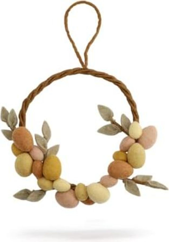 Én Gry & Sif Türkranz mit Ostereiern, handgemachter Osterkranz, Filzkranz, Frühlingskranz zum Aufhängen, Osterdeko, ? 25cm
