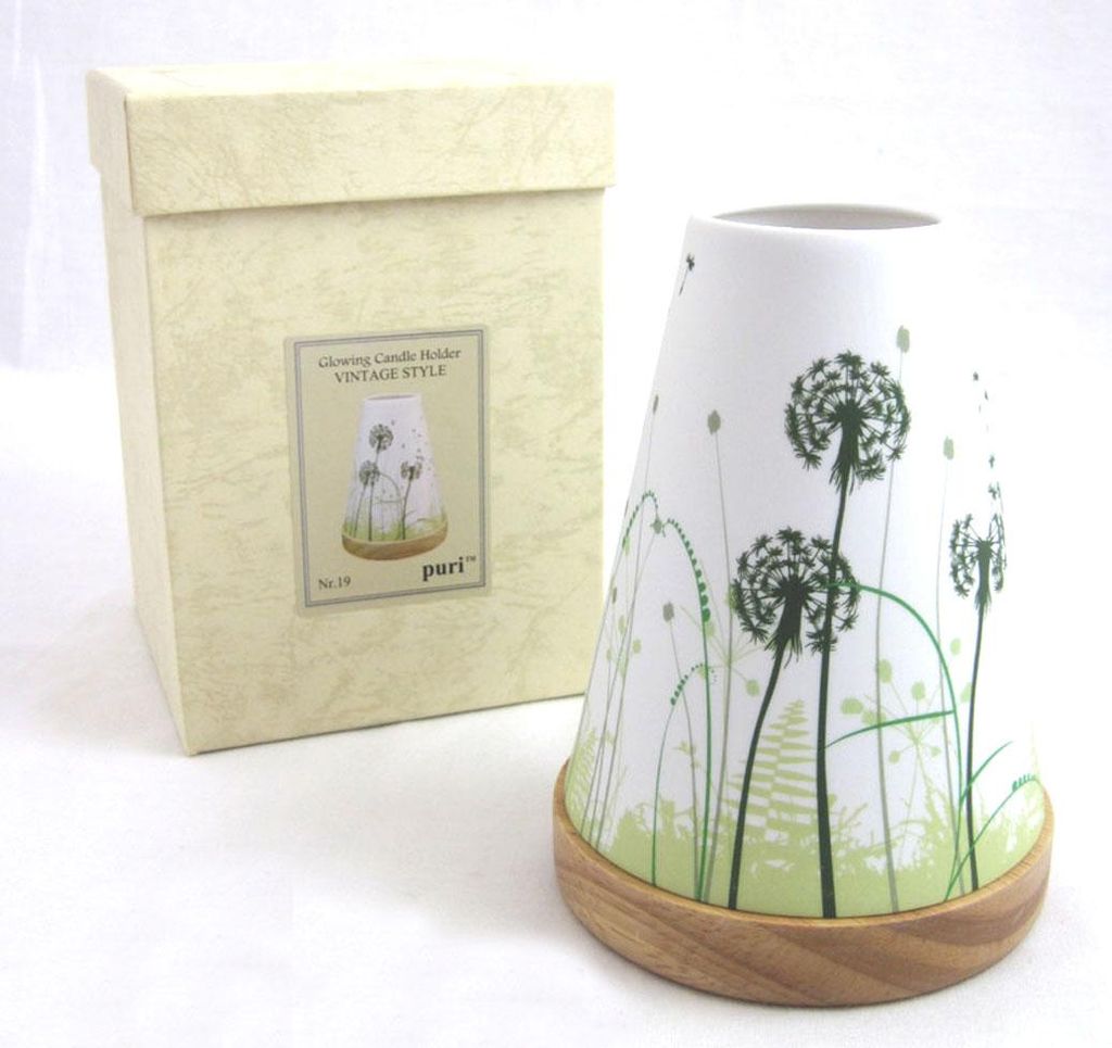 Teelichtleuchter Vintage Style Pusteblumen Nr.19 grün/weiß Produktbild 