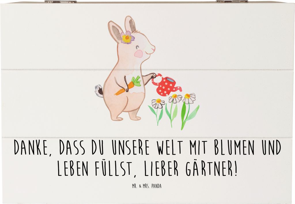 Mr. & Mrs. Panda Box Gärtner Dankeschön 22 x 15 cm - Weiß - Geschenk, Wertschätzung, schatztruhe, Holzbox mit Deckel, natürliche schönheit w...