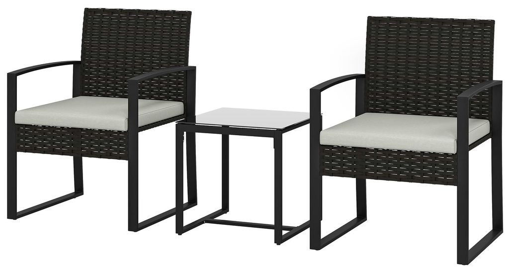 Outsunny Rieten bistroset, 3-delige tuinmeubelset met 2 Productafbeelding 
