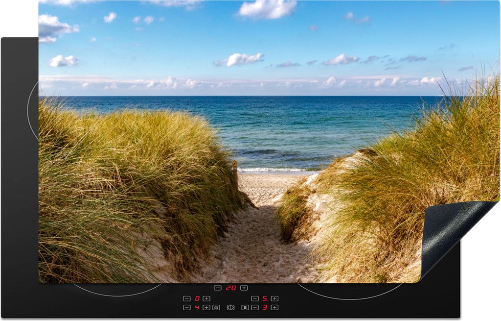 KitchenYeah Herdabdeckplatte Strand - Wolken - Deutschland , 83x51cm, Küche Deko, Glaskeramikkochfeld Herdabdeckung, Abdeckplatte fùr Kochfeld