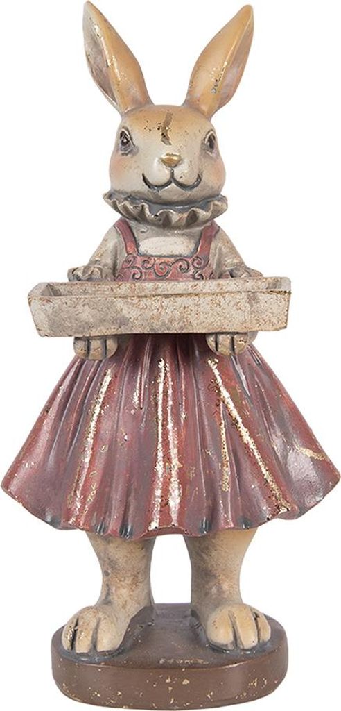 Clayre & Eef Dekorationsfigur Kaninchen 10x8x20 cm Beige Kunststoff