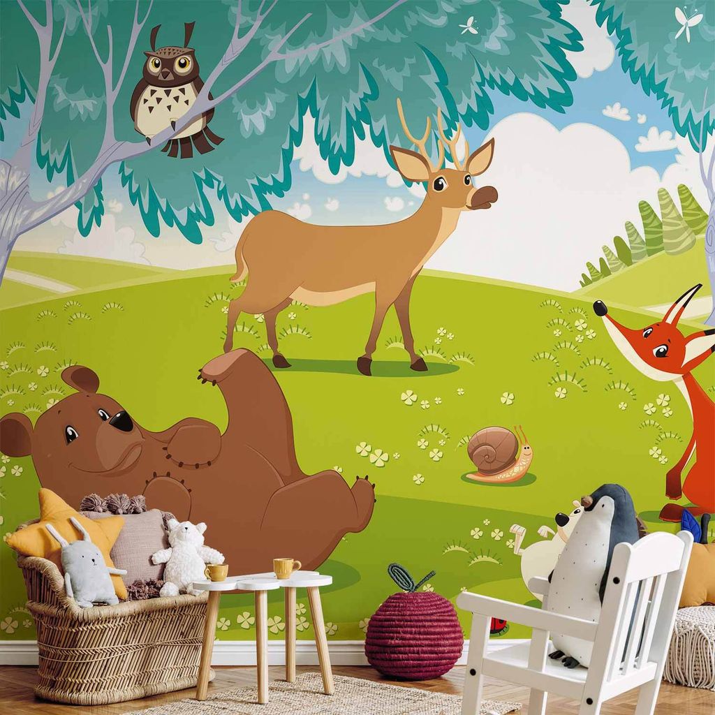 Selbstklebende Folie Fototapete - Funny animals 245x175 cm Für Kinder e-A-0031-a-a