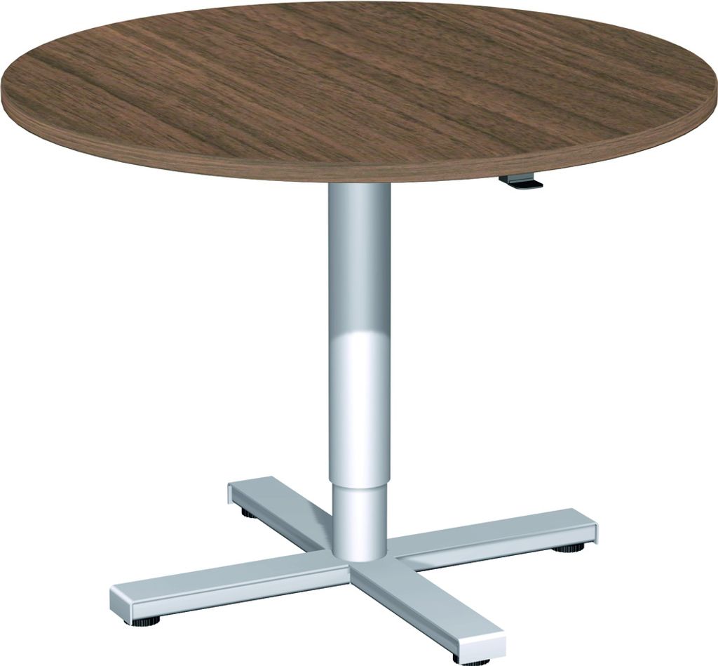 Gera Besprechungstisch Konferenztisch mit Hubsäule Kreisform feststehend D-900x680-1120, Nussbaum