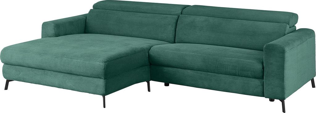 KAWOLA Sofa LAISKA Ecksofa Cord smaragd Longchair links