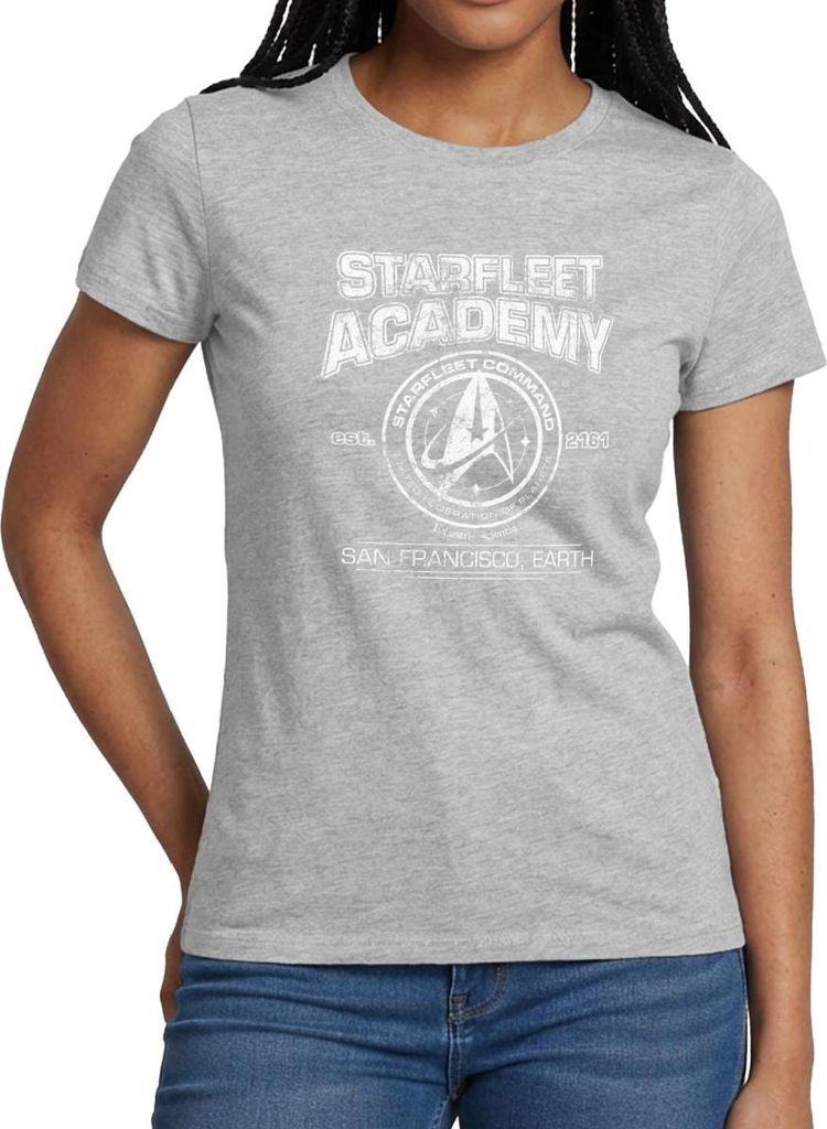 Spreadshirt Star Trek Discovery Starfleet Academy Frauen T-Shirt, L, Grau meliert