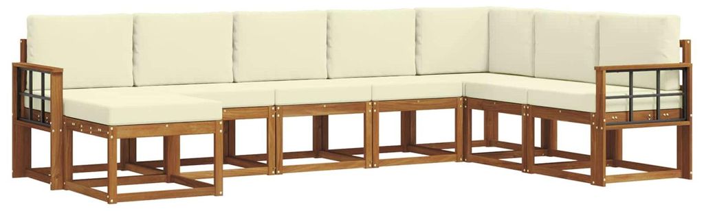 vidaXL Outdoor-Sofagarnitur mit Kissen 8 pcs Natur und Creme