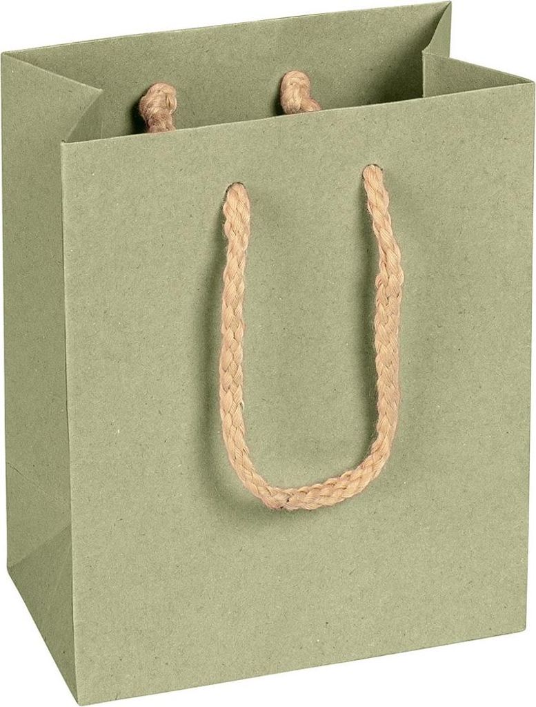 Papiertragetaschen, Salbeigrün, 12 x 15 x 7 cm, Produktbild 