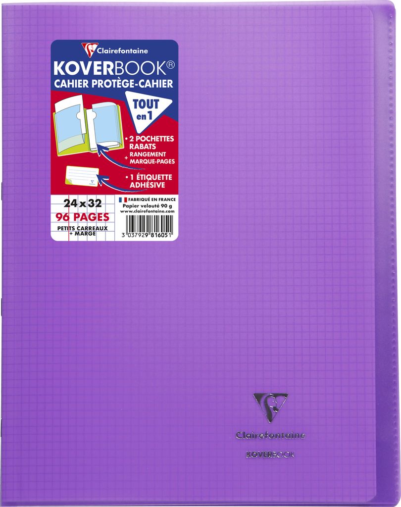 Clairefontaine 10x Koverbook, Heft 24x32cm, 48 Blatt 90g,kariert Violett 981605C
