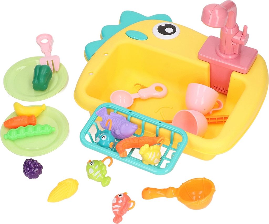 2 en 1 Jouet Cuisine Évier avec Eau Courante Robinetterie Image du produit 
