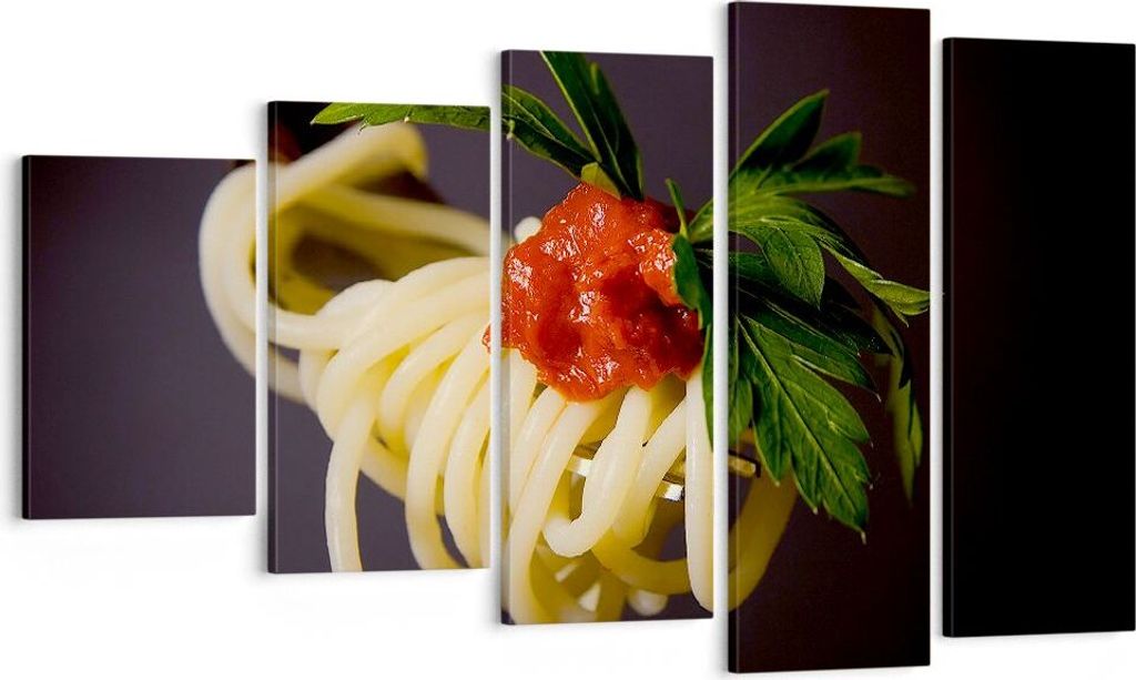 Bild auf Leinwand - Leinwandbild - Italien pasta spaghetti - 100x60cm - Wand Bild - Wanddeko - Leinwanddruck - Bilder - Kunstdruck - Wanddekoration...