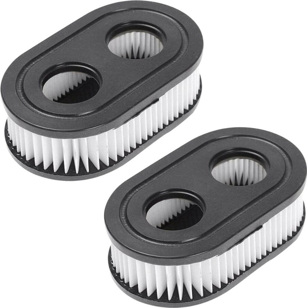 Two black and white air filters are shown against a white background.