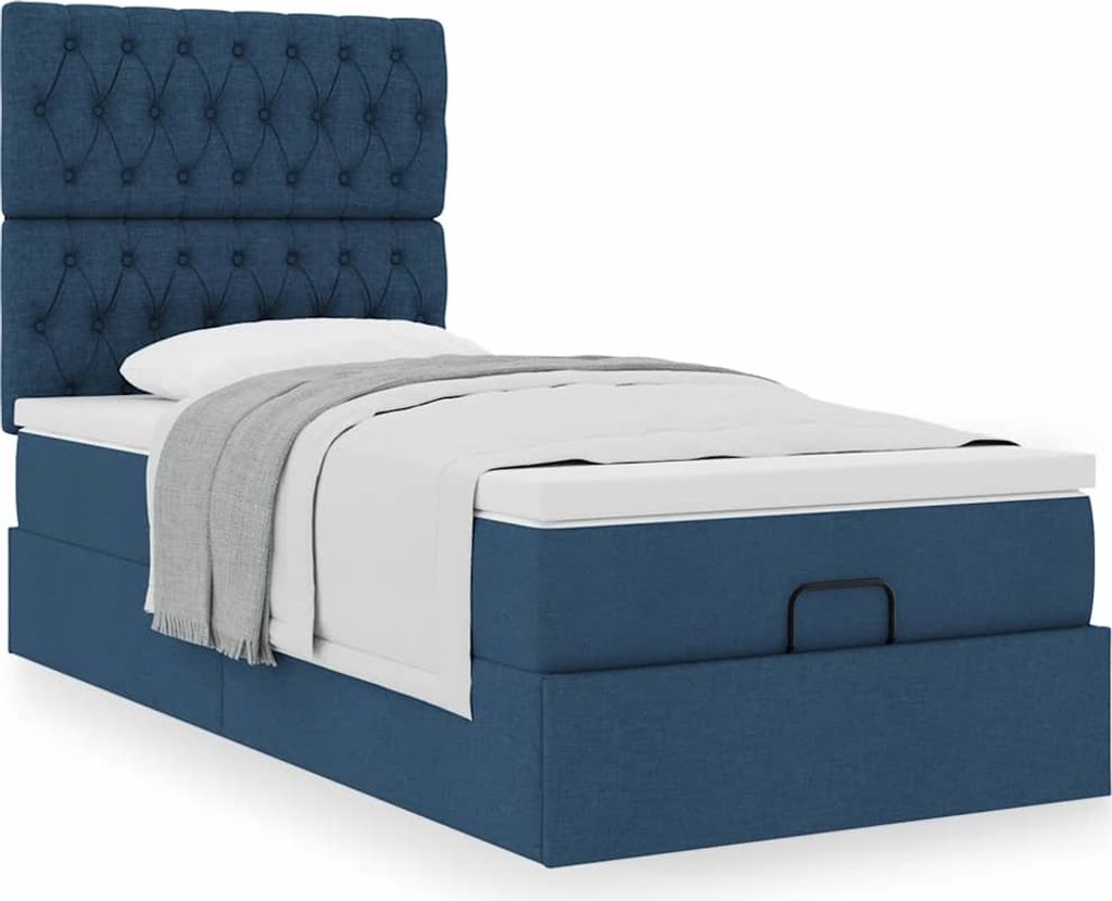 Maison Exclusive - Ottoman-Bett mit Matratze Blau 100x200 cm Stoff