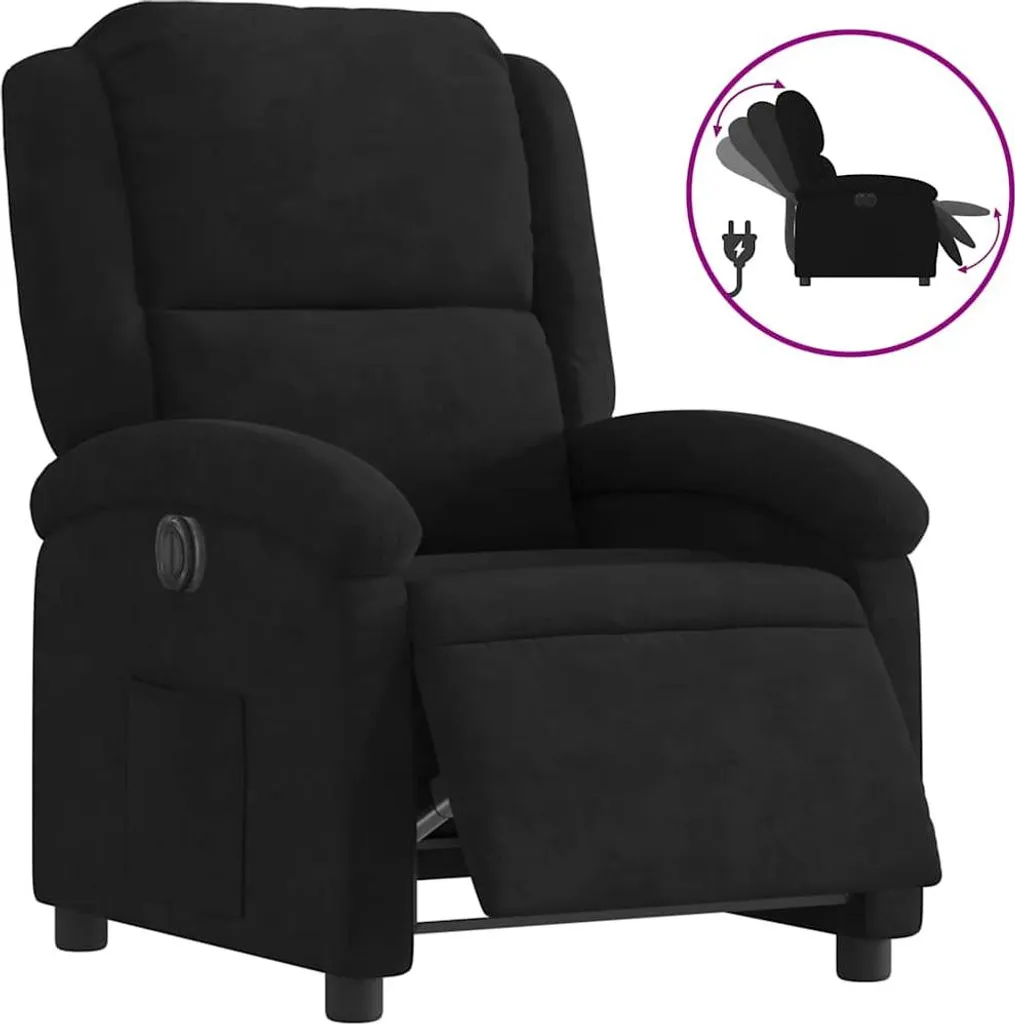 Fauteuil Relax Électrique Velours Noir : Soulagez votre Dos au Salon