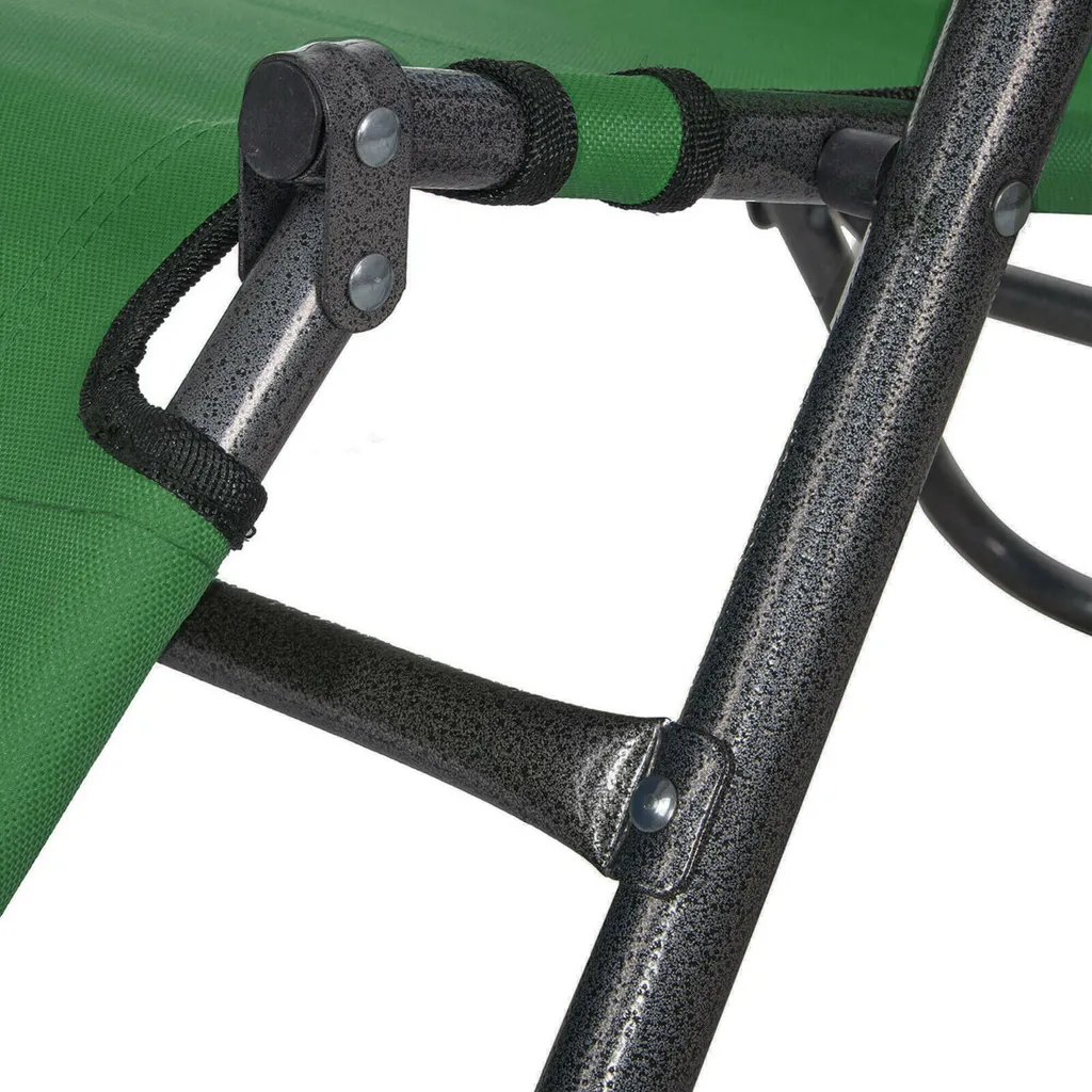 Bain de soleil pliable vert SPRINGOS - Transat de jardin métal robuste
