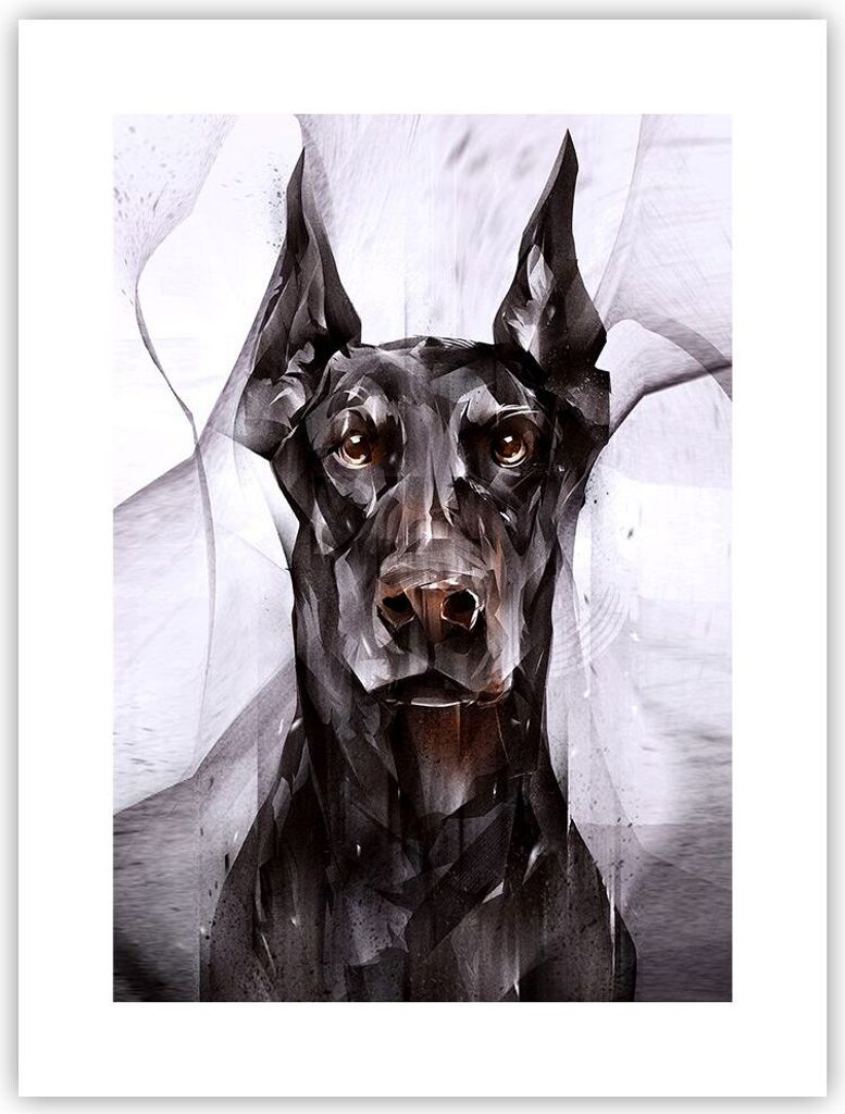 Poster - Poster ohne Rahmen - Hund Abstraktion - 30x40 cm - Wand Bild - Wanddeko - Wandbilder - Kunstposter - Wandposter - Bilder - Kunstdruck - Wa...