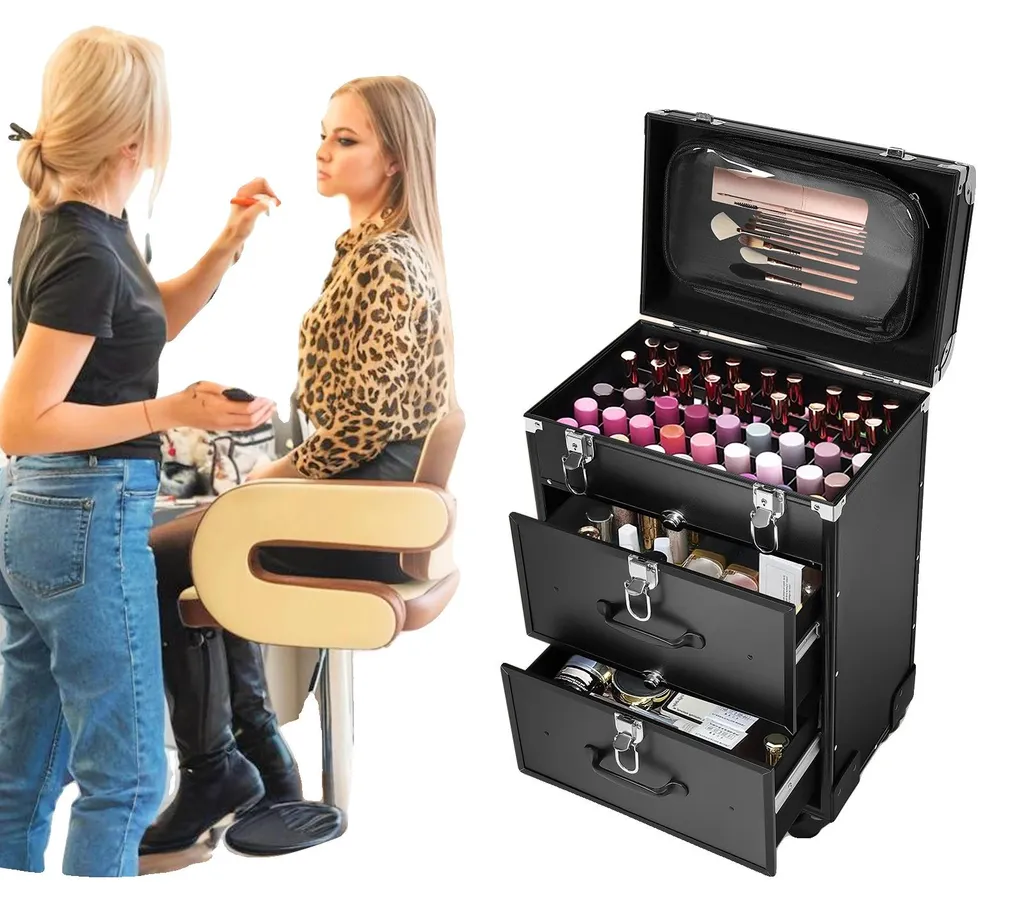 Trolley Maquillage Professionnel à Roulettes - Mallette Cosmétique 40cm