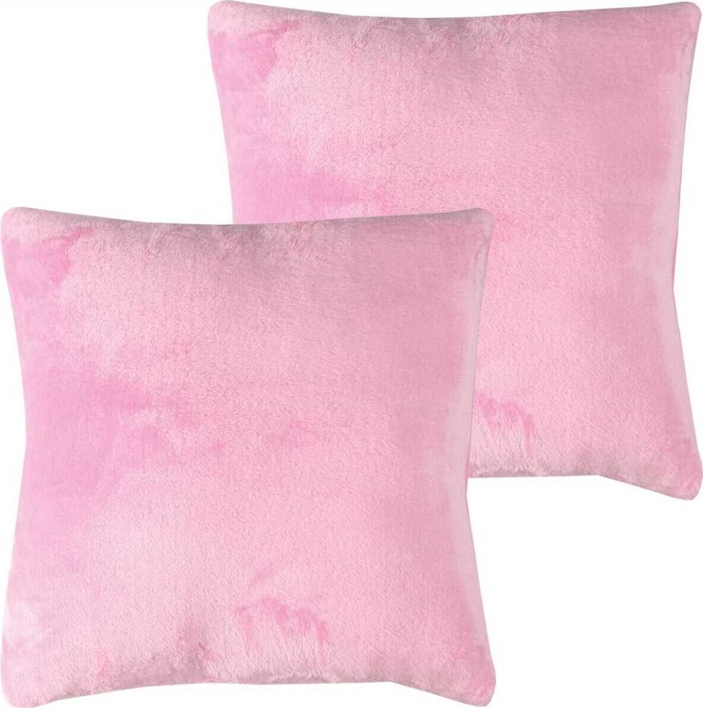 Kissenhülle Kuschel "Celina" 2er Pack, in der Größe "45 x 45cm" - Rosa - Kissenbezug mit Reißverschluss