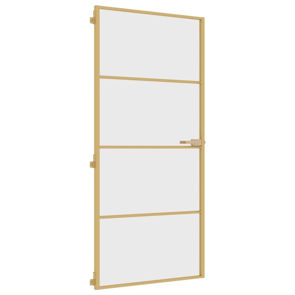 Innentür Schlank Golden 93x201,5 cm Hartglas und Aluminium