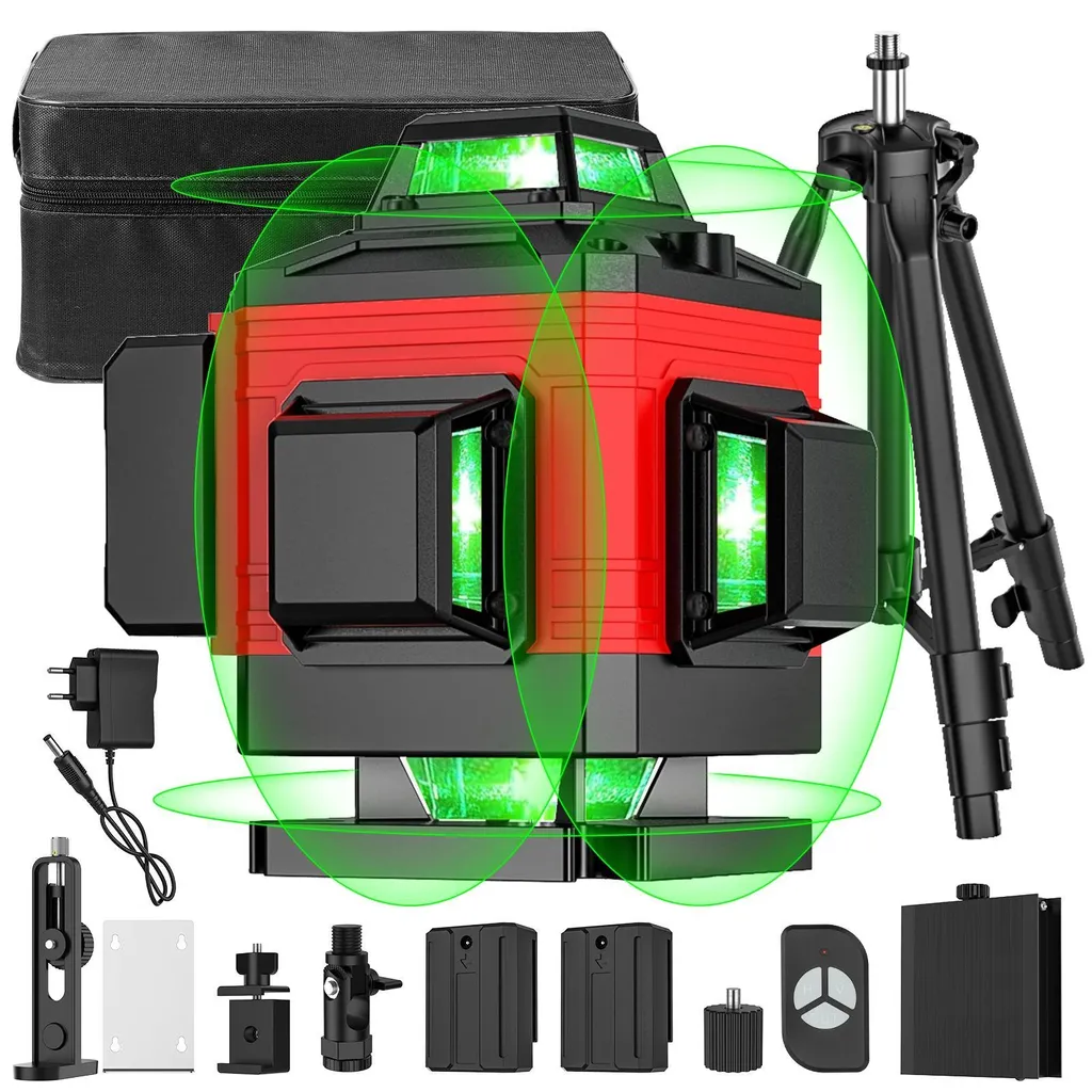 Niveau Laser Vert Professionnel 16 Lignes 4D avec Faisceau 360 Degrés