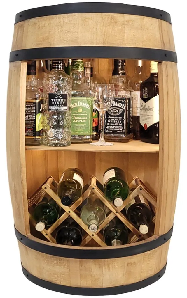 Mini Bar Tonneau en Bois LED pour Réception et Dégustation de Vins Maison