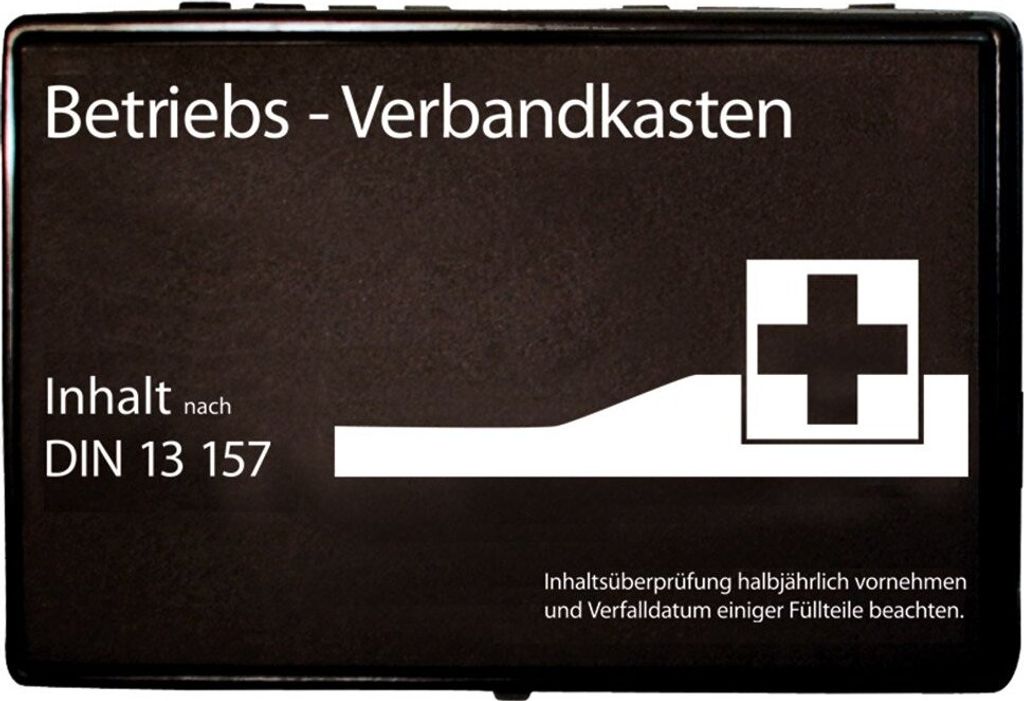 Betriebsverbandskasten "Regular" DIN 13157 inkl. Wandhalterung Schwarz