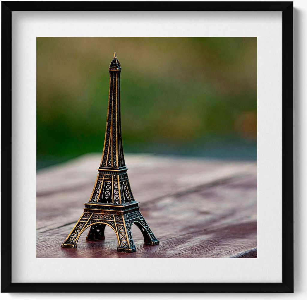 Eiffelturm-Souvenir– Wandbild mit Rahmen – Gerahmtes Bild – Wanddekoration – 50x50 cm – Schwarz Rahmen