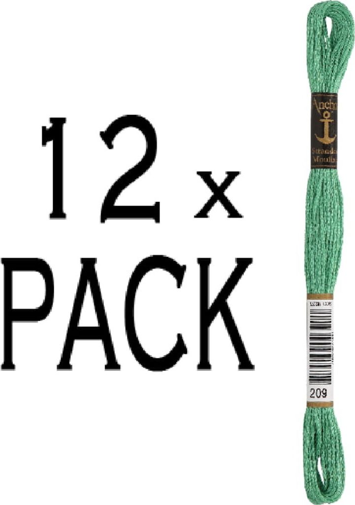 12x Anchor Sticktwist 8m, froschgruen, Baumwolle, Farbe 209, 6-fädig, VPE