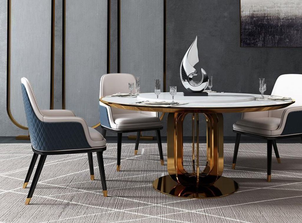 Luxus Runder Tisch Runde Design Tische Edelstahl Möbel Esszimmer Esstische Neu