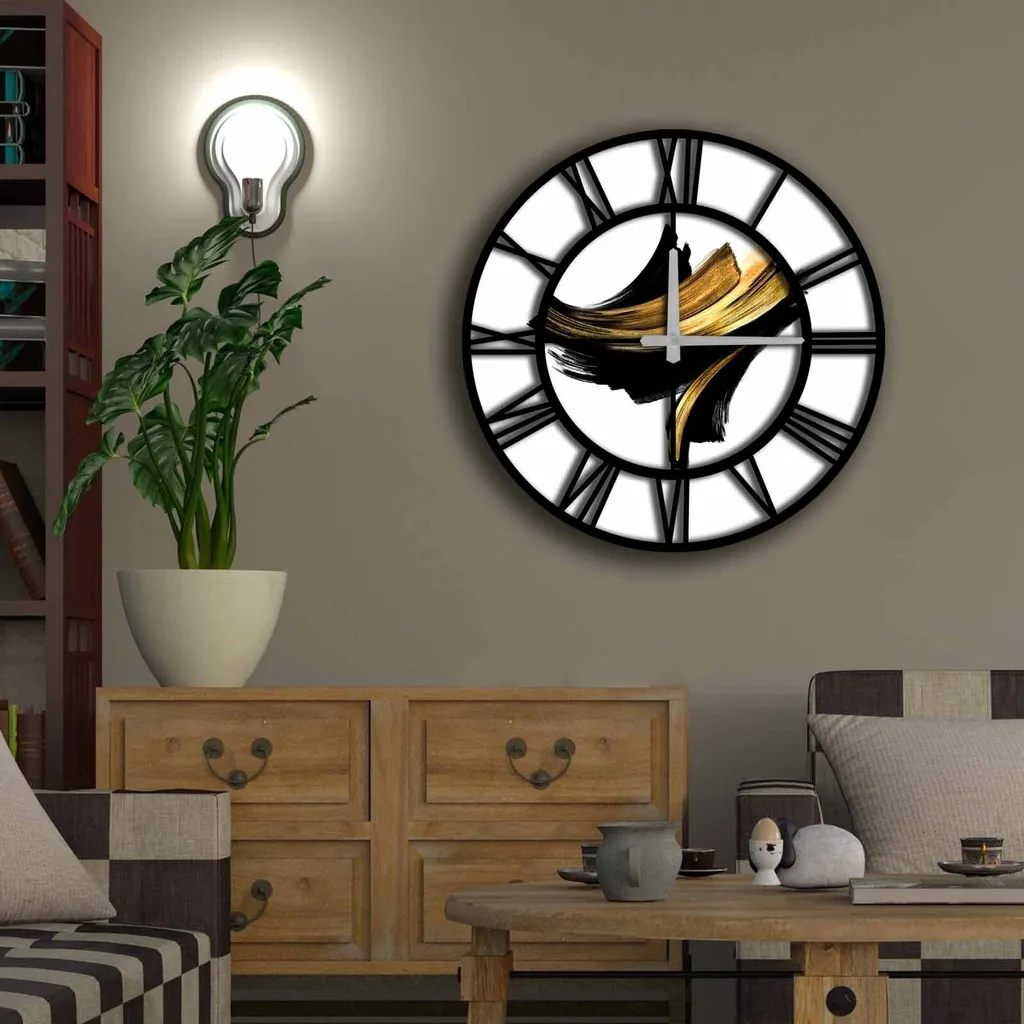 Grande Horloge Murale Design 50cm Multicolore pour Salon et Bureau