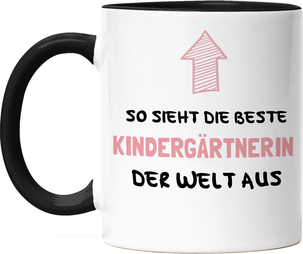 So Sieht Die Beste Kindergärtnerin Aus Tasse Schwarz Kindergarten Dankeschön & Abschiedsgeschenk Kita
