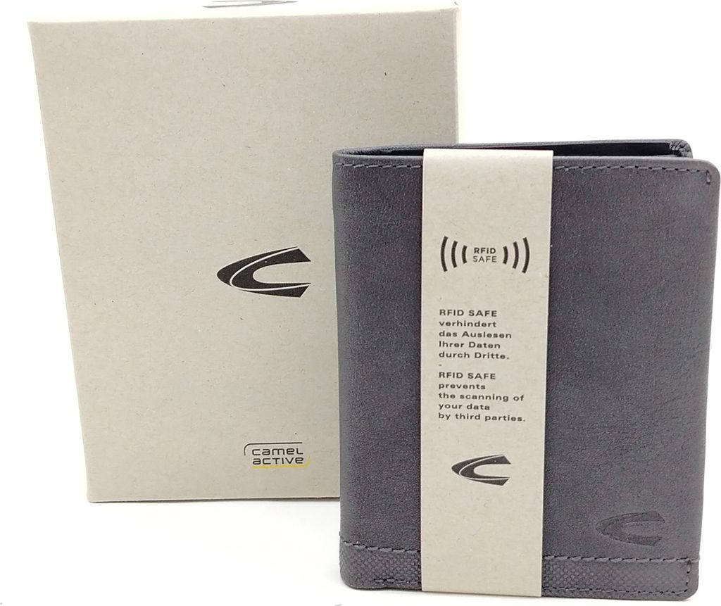 camel active Herrenbörse Brieftasche Ledergeldbörse hochformat grau charcoal nimbus