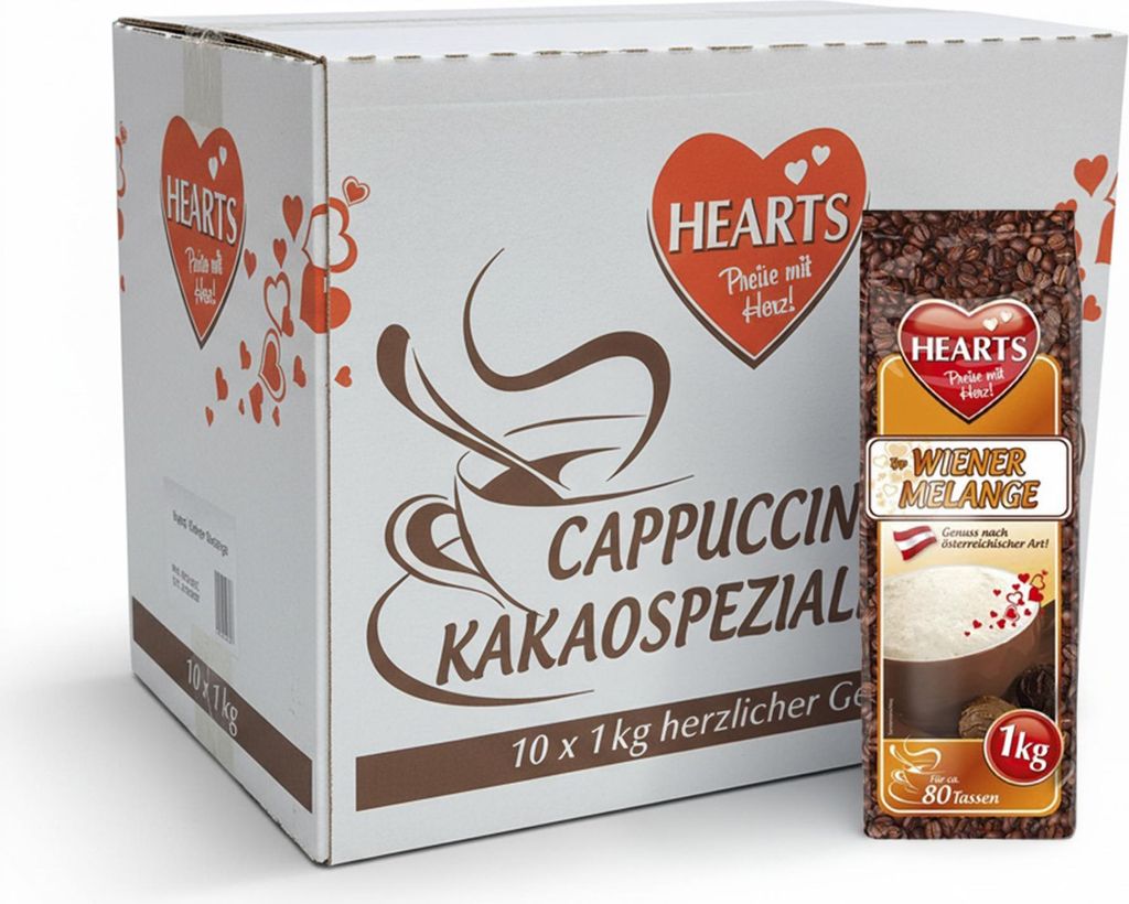 HEARTS Cappuccino Wiener Melange 10 x 1kg Vorratspackung