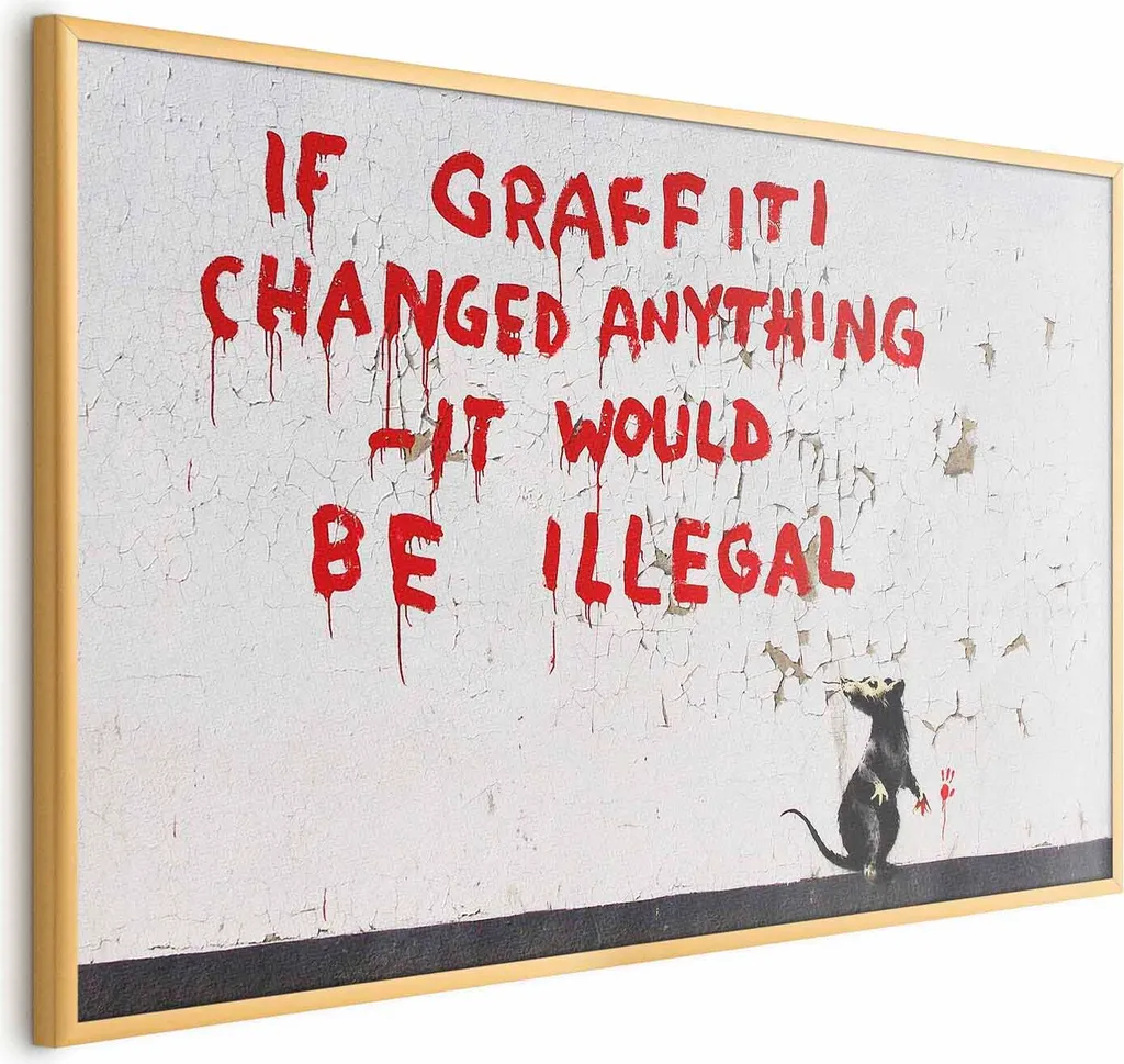 Poster Graffiti 90x60 con Cornice Dorata: Street Art Elegante per Interni