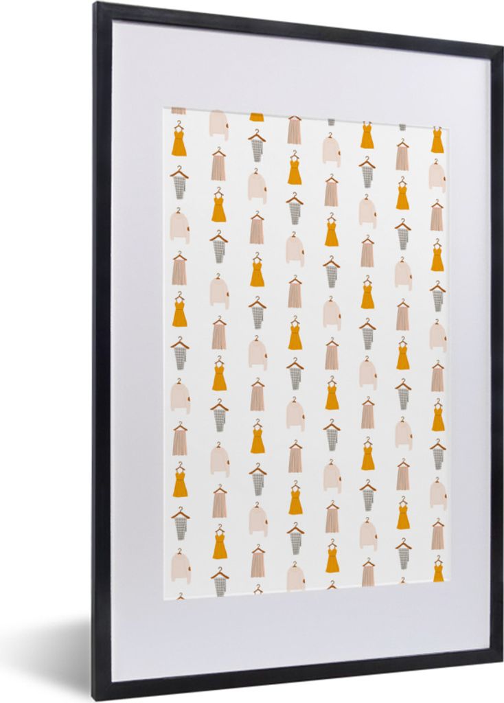 MuchoWow MuchoWow Gerahmtes Poster Kleidung - Farben - Muster 40x60 cm - Poster mit zchwarzem Bilderrahmen - Poster in Rahmen